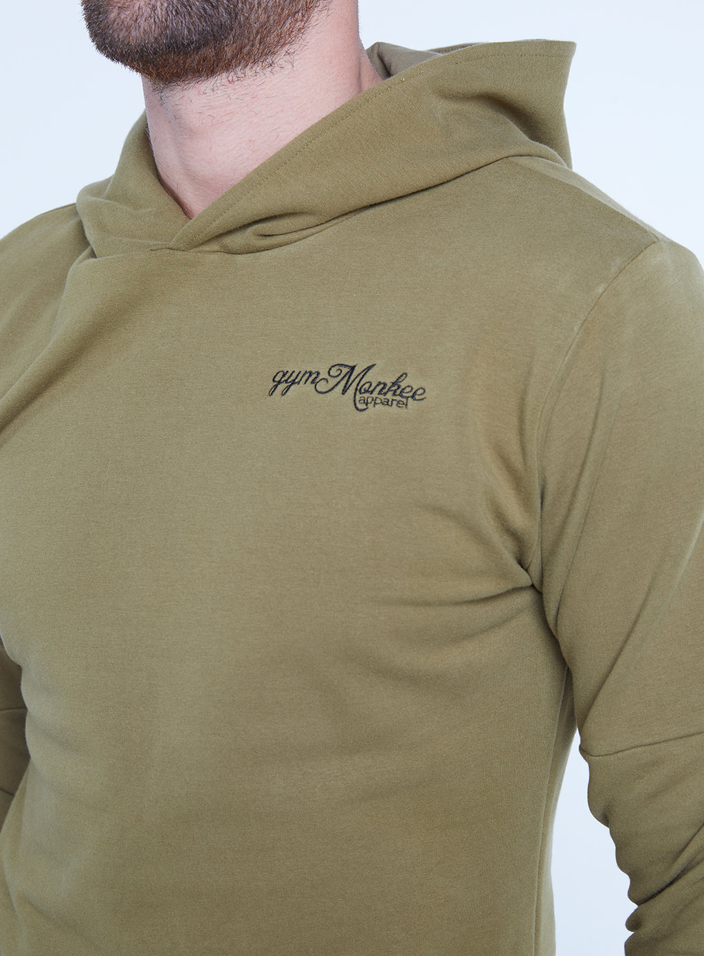 Gym Monkee - Khaki Hoodie FRONT CHEST