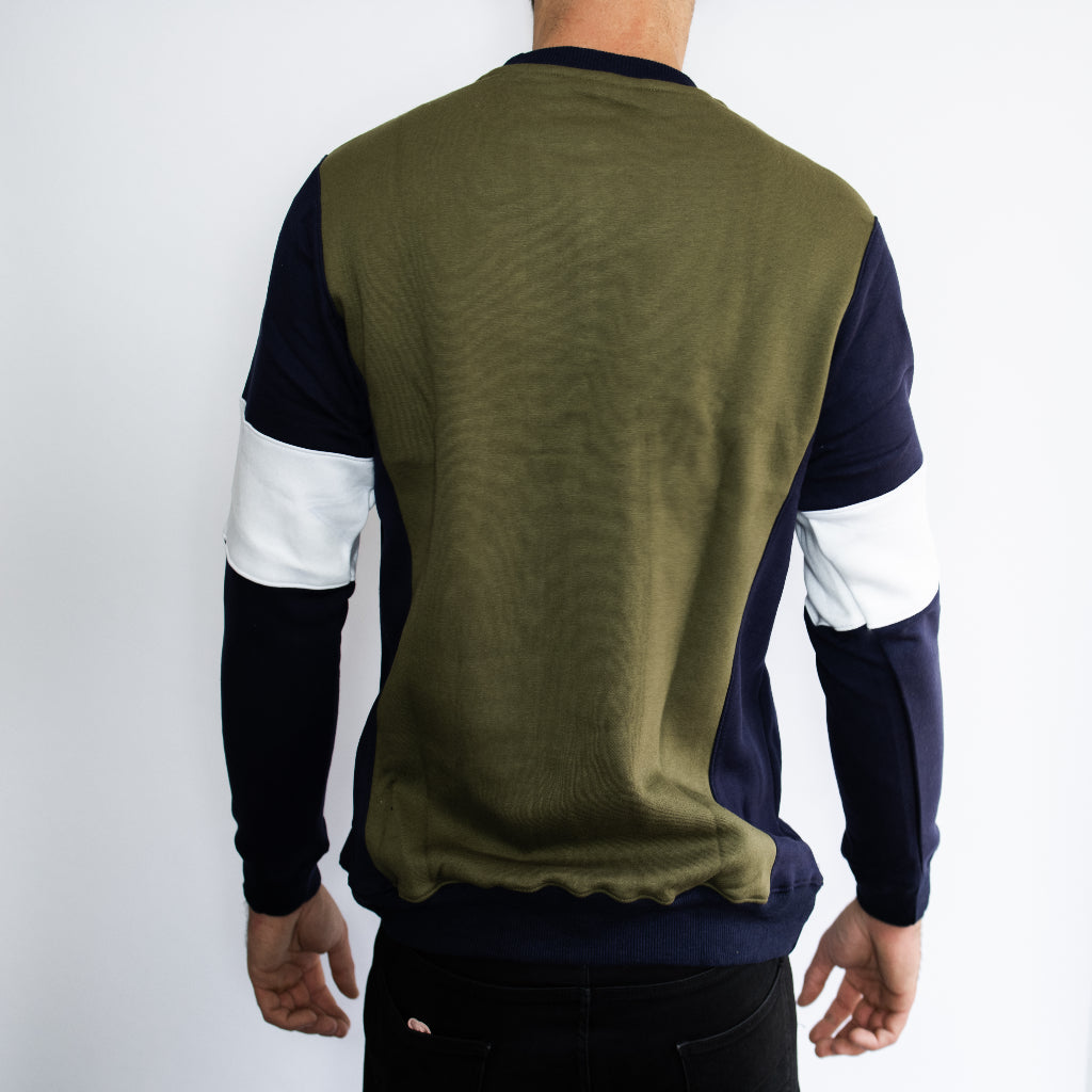 Khaki & Black Crew Neck Sweatshirt - Back