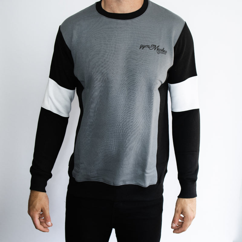 Grey + Black Crew Neck Sweatshirt - Front