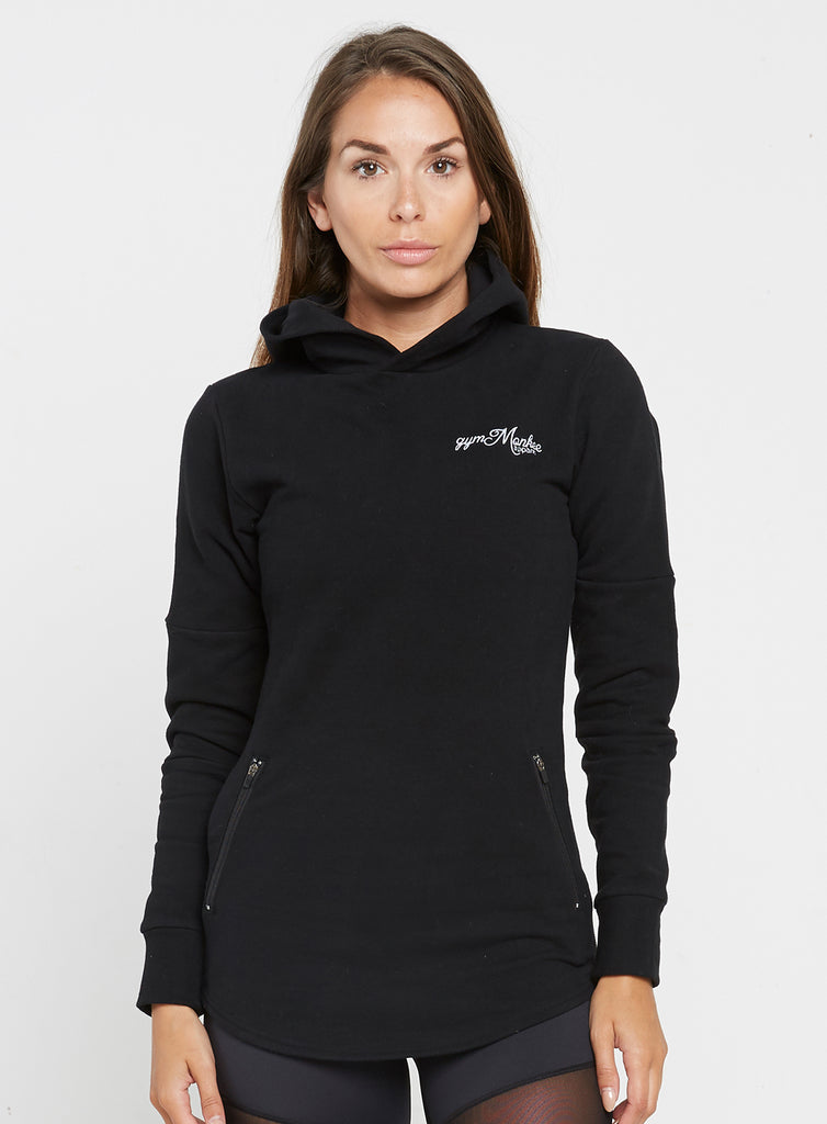 Gym Monkee - Ladies Black Hoodie FRONT