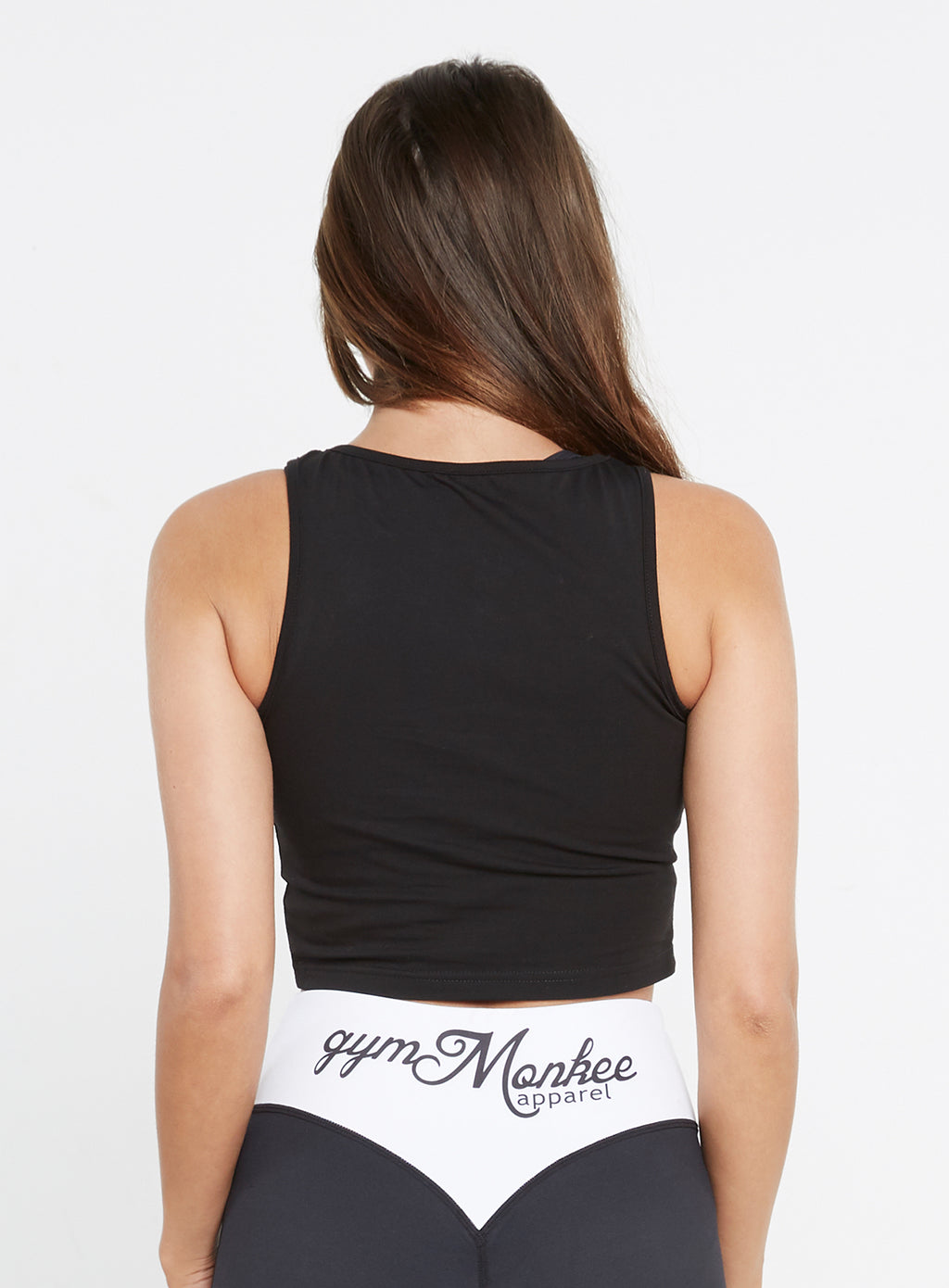Gym Monkee - Ladies Black Slogan Crop REAR
