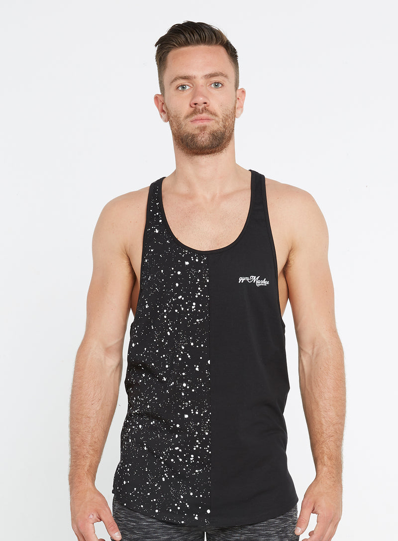 Gym Monkee - Black Speckled Vest FRONT