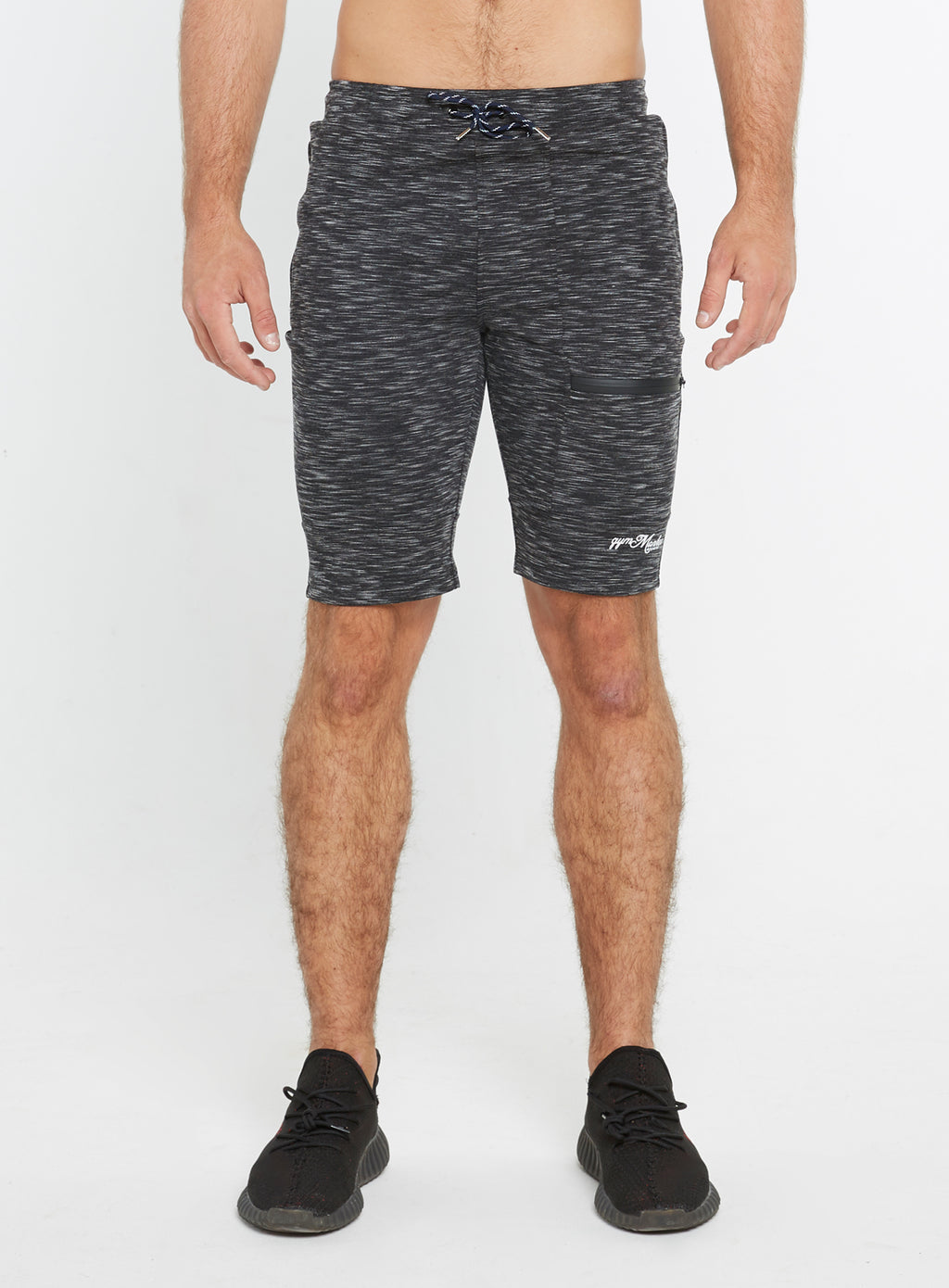 Gym Monkee - Black Striped Shorts FRONT