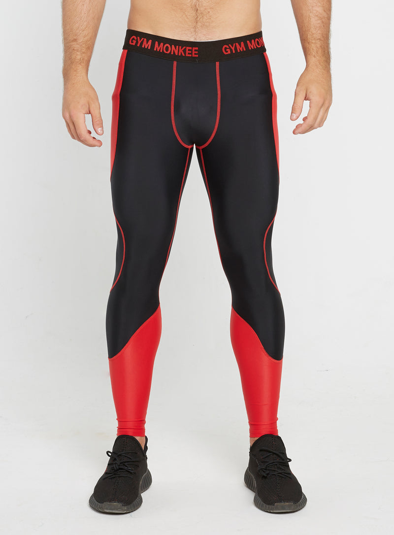 Gym Monkee - Black and Red Leggings FRONT