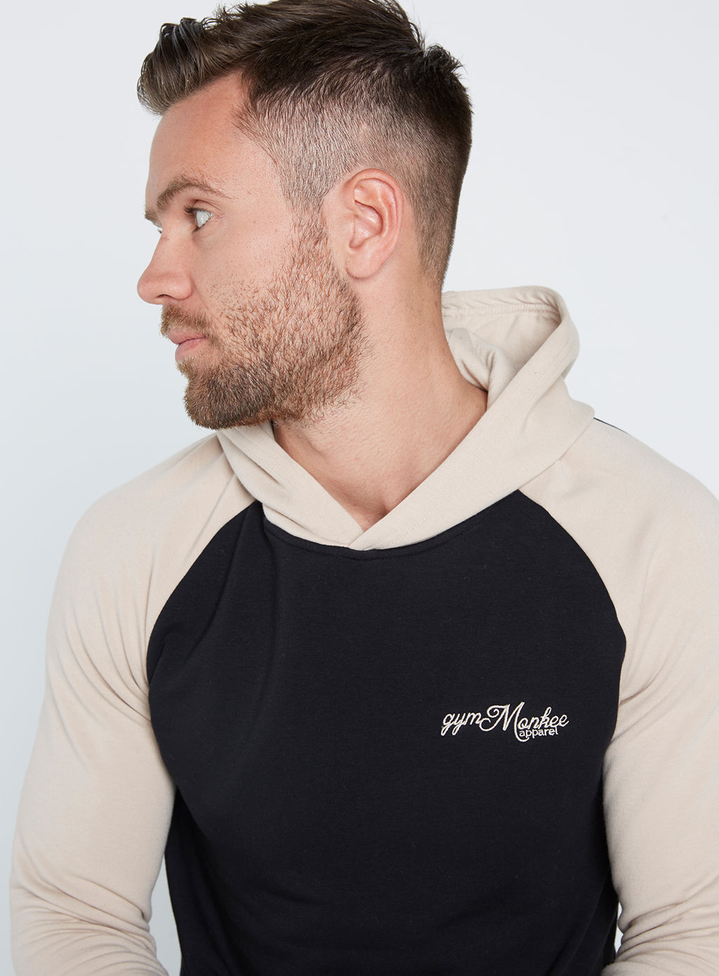 Gym Monkee - Black and Sand Hoodie CHEST