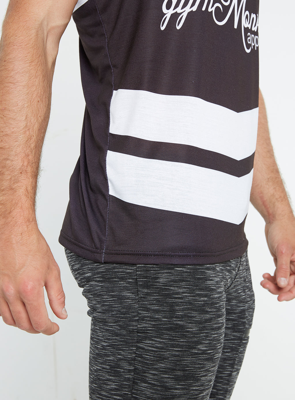 Gym Monkee -  Black and White Sublimated Vest CLOSEUP