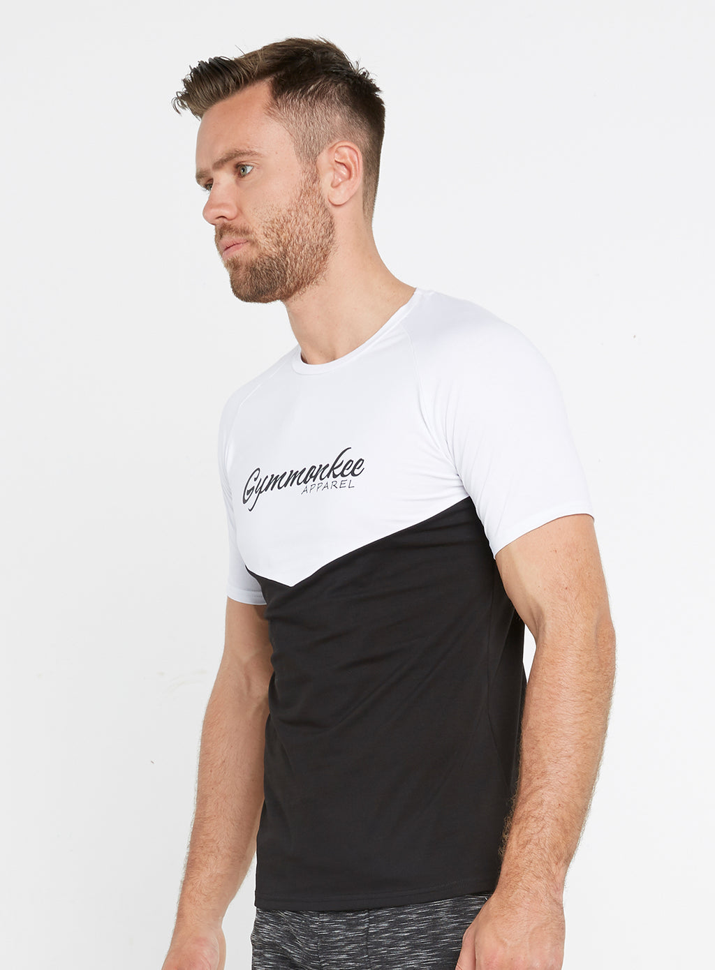 Gym Monkee - Black and White Tee LEFT