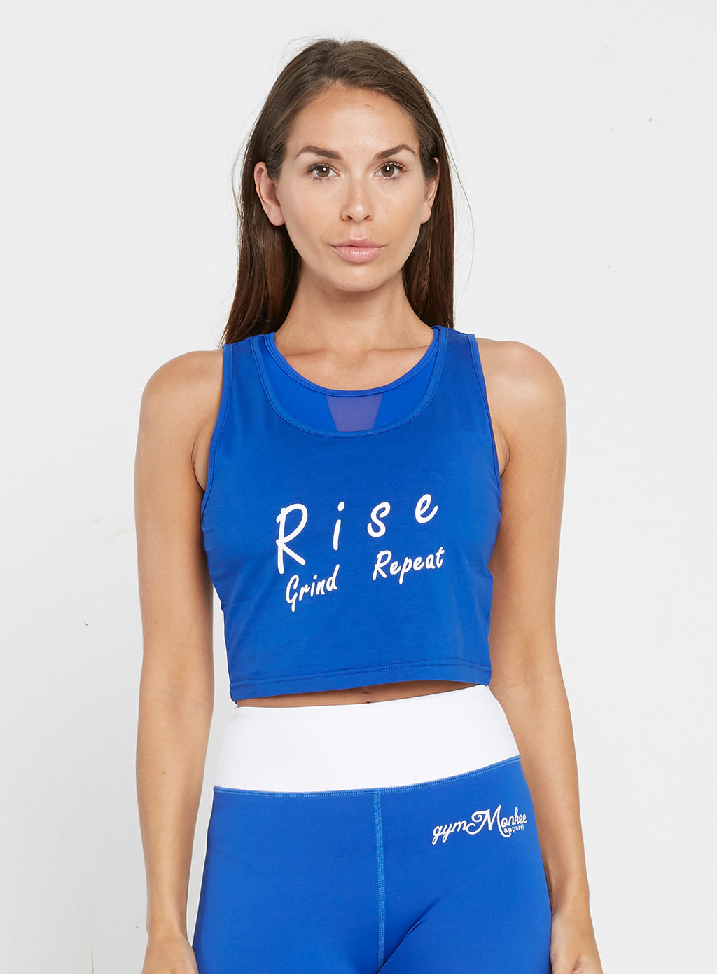 Gym Monkee - Ladies Blue Slogan Top FRONT