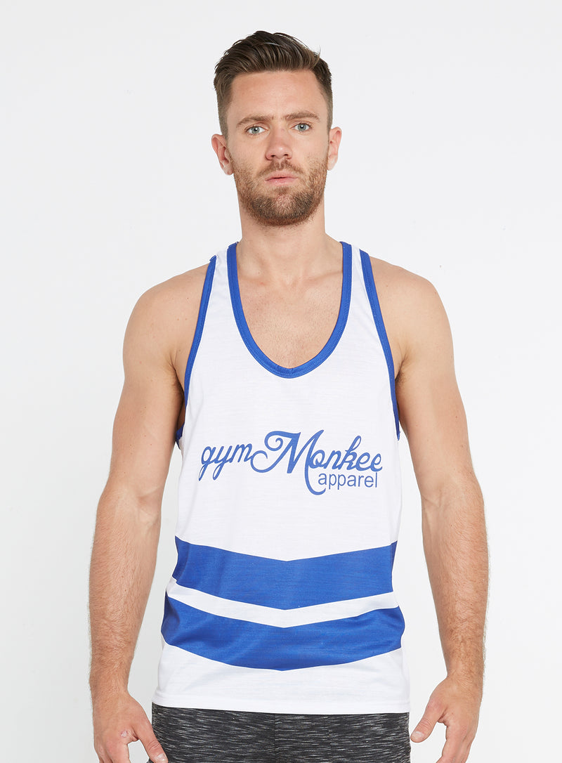 Gym Monkee - Blue and White Sublimated Vest FRONT