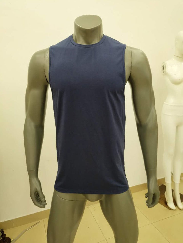 Gym Monkee - Navy Cutoff FRONT