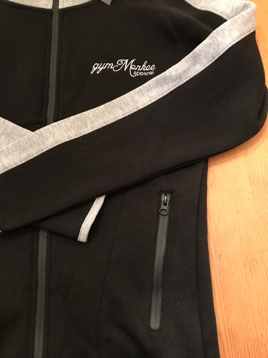 Gym Monkee - Black & Grey Zipped Hoodie ZIPPED POCKETS