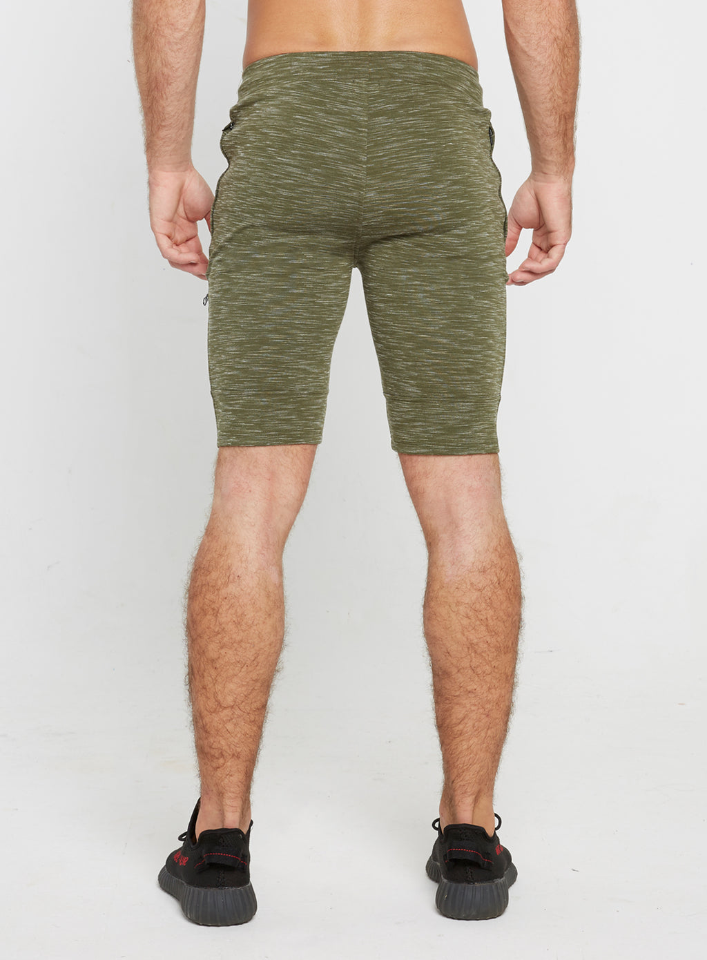 Gym Monkee - Olive Striped Shorts REAR