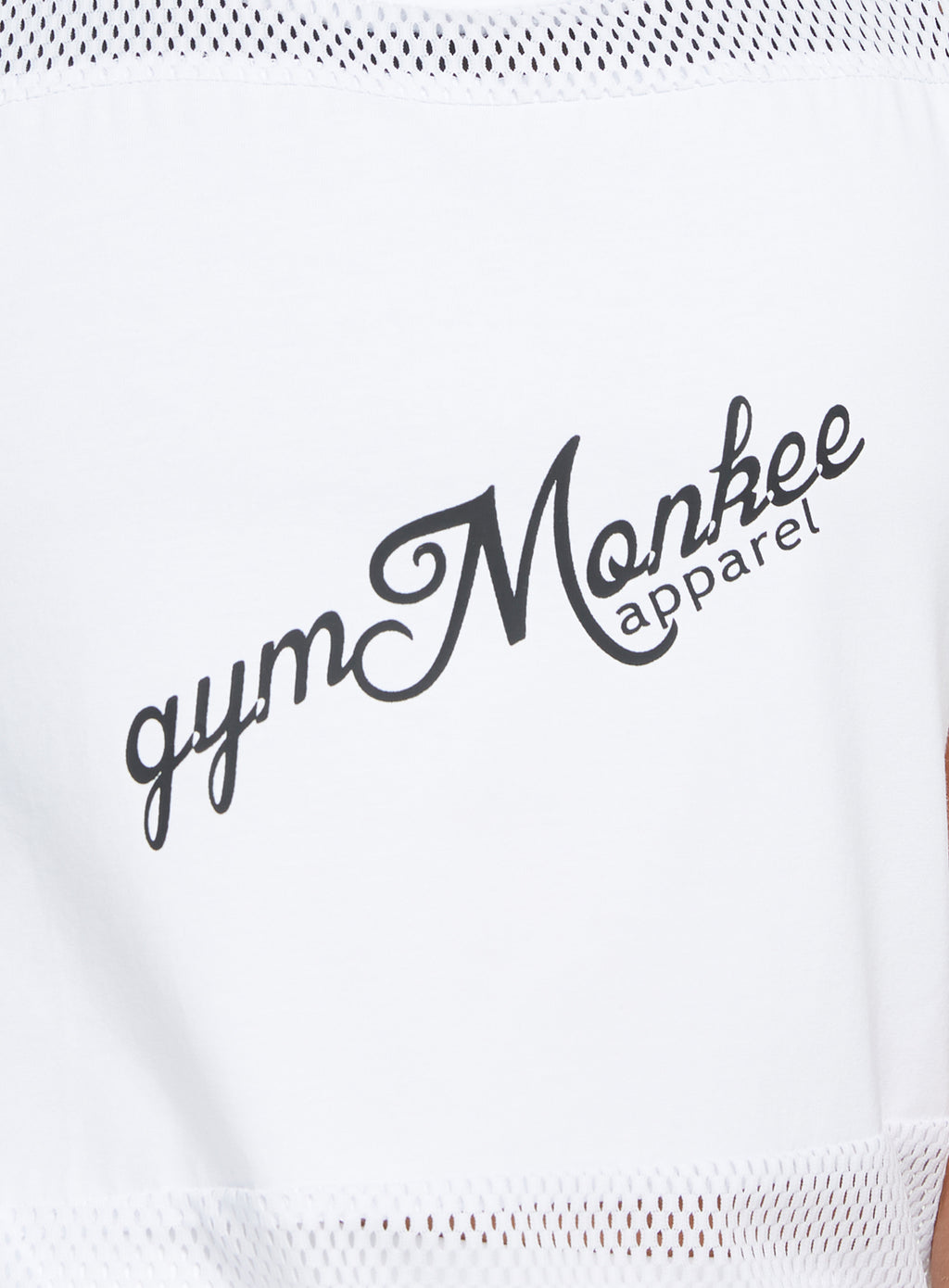 Gym Monkee - Ladies White Mesh Tank LOGO